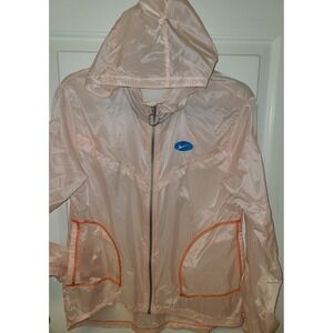 Nike Pink Windrunner Transparent Hooded Jacket Women's Sm Swoosh Logo Activewear